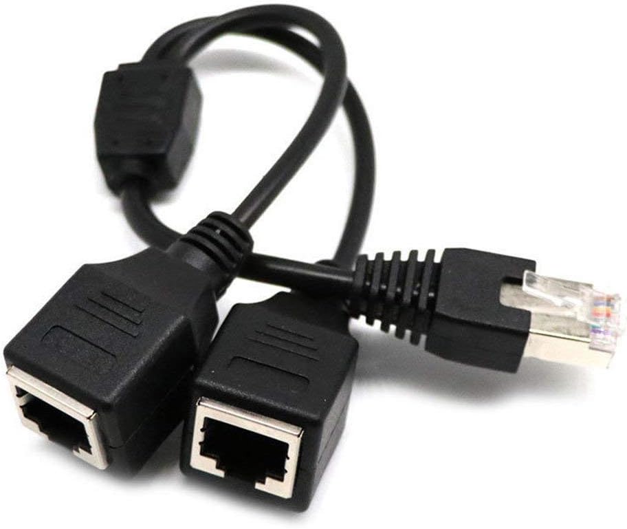 Network RJ45 Splitter Adapter, 1 to 2 Port Ethernet Socket Connector,RJ45 Male to 2 x Female LAN Ethernet Splitter Adapter Cable Compatible with Cat5, Cat5e, Cat6, Cat7 (Network Cable 1-2)