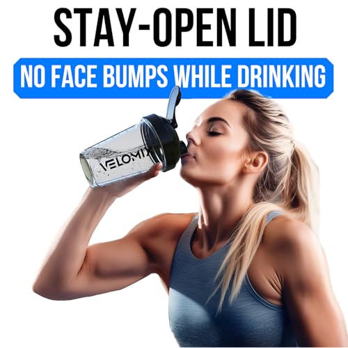 Image of VELOMIX -2 Pack- 20 oz Protein Shaker Bottles for Protein Mixes - 2x Wire Whisk | Leak Proof Shaker Cups for Protein Shakes and Pre Workout | Protein Shaker Bottle Pack (Clear Prime)