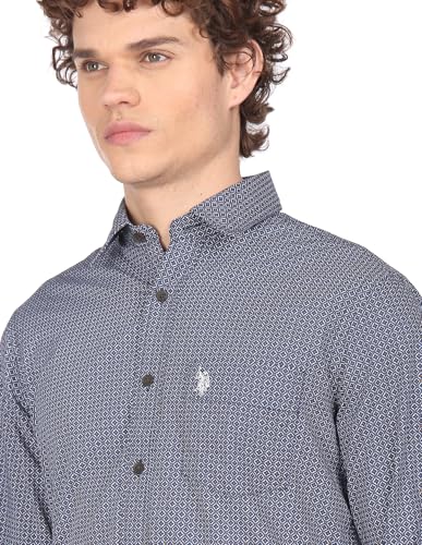 Image of US Polo Association Men's Solid Regular Fit Button Down Shirt (USSH6039H Grey, Blue and Red 3XL)