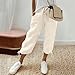 AKTCVVJ Linen Capri Pants for Women Drawstring Elastic Waist Capris Cotton Loose Fit Cropped Pants Summer Linen Capris Beige