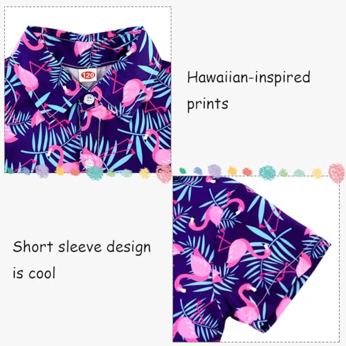 Image of XiaoMoSha Hawaiian Shirts for Boys Button Down Shirt Short Sleeve Shirts Girls Hawaiian Shirt Summer Beach Tops for Kids