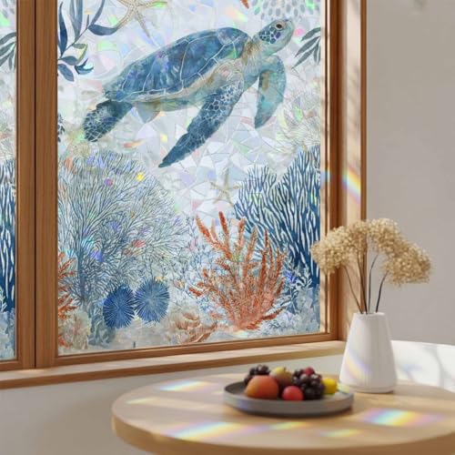 Película para ventana vinilo estático azul 23.6x59 pulgadas miniatura 4