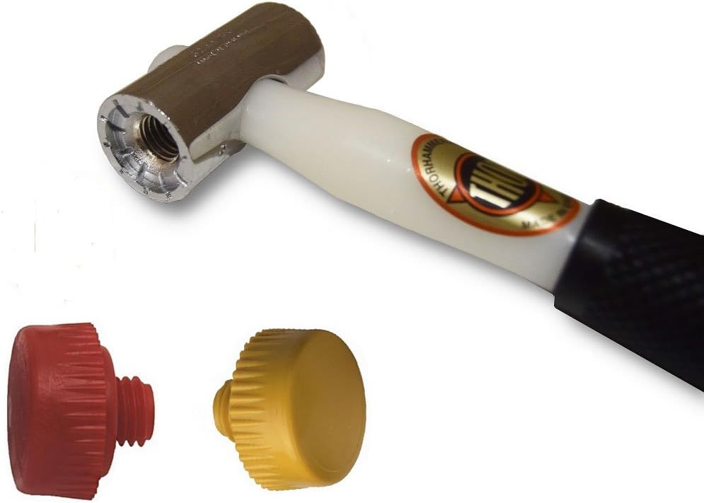 Thor712 Nylon Faced Window Glazing Hammer/Mallet - with Medium Red & Extra Hard Yellow Head