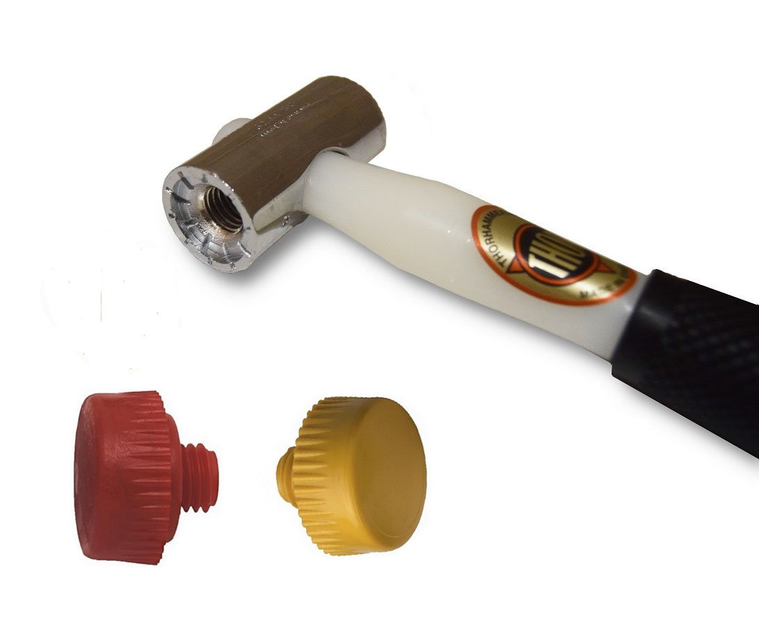 Thor712 Nylon Faced Window Glazing Hammer/Mallet - with Medium Red & Extra Hard Yellow Head