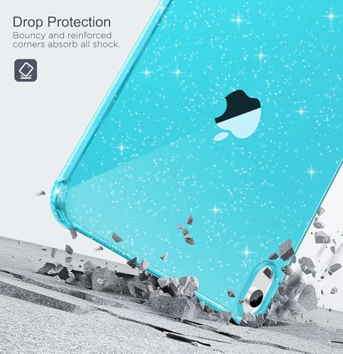 Image of MoKo Clear Case for iPad (A16) 11th Generation 2025 11-inch /10th Gen 2022 10.9 inch, Lightweight Soft TPU, Anti-Scratch Ultra Clear Tablet Cover, Shockproof Impact Resistant, Blue + Glitter