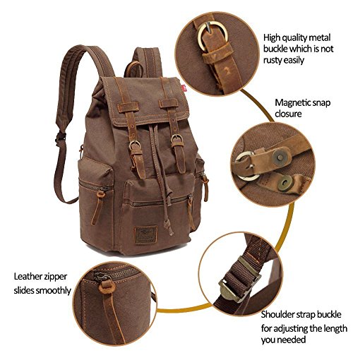koolehaoda Vintage Canvas Backpack Rucksack Unisex Casual Backpack for 12-17