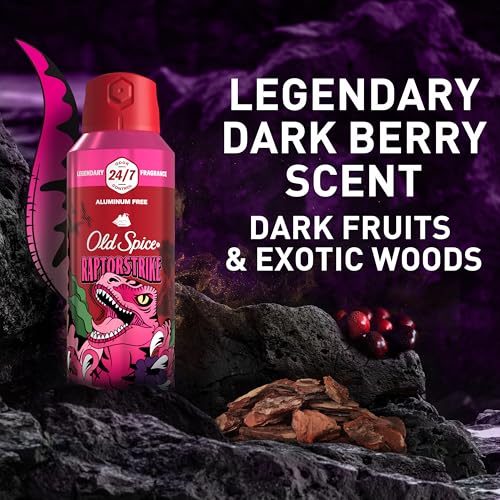 Image of Old Spice Aluminum Free Body Spray for Men, 24 /7 Odor Protection, 24 /7 Lasting Fragnance & Freshness, Cologne Quality Scent, Raptorstrike with Dark Berry Scent, 5.1 oz