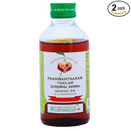 Vaidyaratnam Dhanwantharam Thailam 200 ml (Pack Of 2) Ayurvedic herbal products, Ayurvedic Organic products, Vaidyaratnam Products