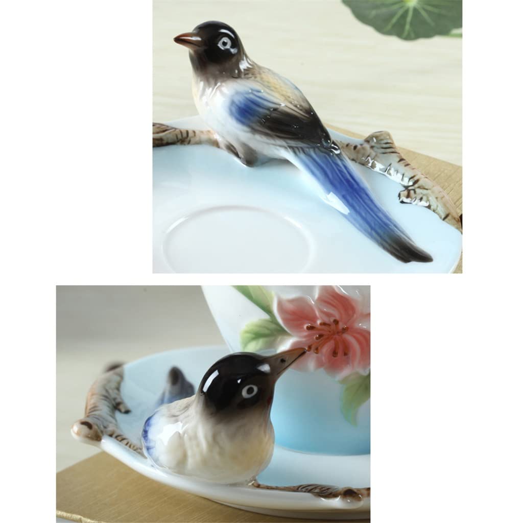 Tazza da caffè Set Tazza da caffè con piattino in Ceramica Smaltata Dipinta a Mano per tè pomeridiano Set da tè per Ragazza Tazza a Cuore (A Come da Esposizione)