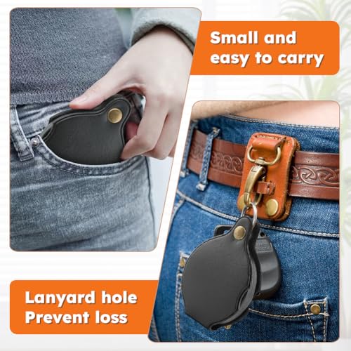 QKDS 20X Pocket Magnifier, 2pcs Small Pocket Magnify Glass, Rotating Folding HD Mini Portable Pocket Magnifier for Seniors Student Reading, Inspection, Coin, Jewelry or Exploring(Black)