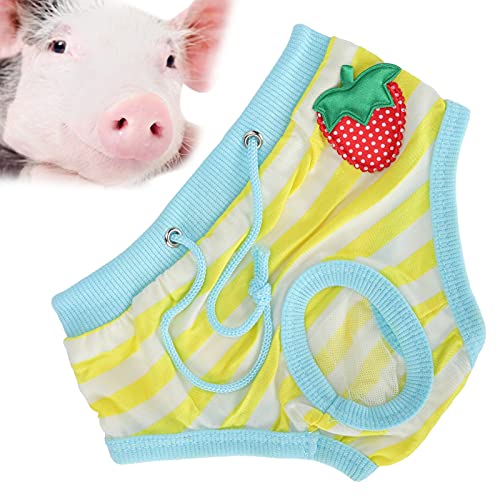 Image of Washable Pet Diapers Size S for Small Pigs Dogs, Adjustable Reusable Physiological Pants with Strawberry Pattern, Leak Proof Sanitary Underwear for Female Pet in Heat or Incontinen