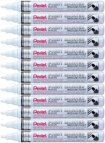 Pentel MMP10-W Paint Marker, Lackmarker -weiß, 2,5 mm Strich, VE=12 Stück