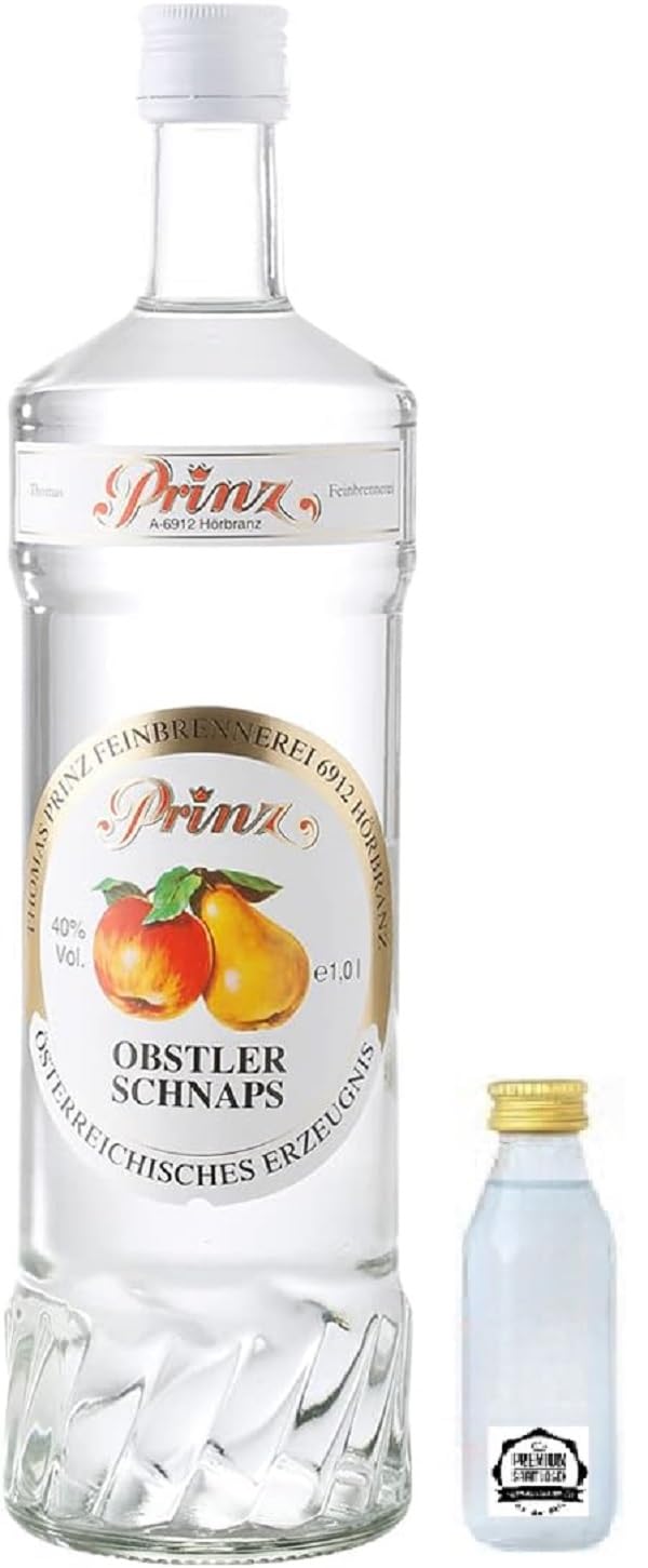 Prinz Obst Schnaps 40% Vol. 1,0 Liter Obstler incl. gratis Miniatur