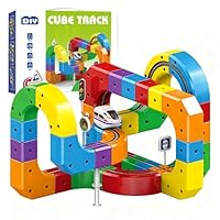 Clickrail Electric Train Set, Track Fusion Toy, Magic Rail Cube Train Set, with Gravity-Defying Motorized Train, 3D Embedded Layouts Train Track Set, DIY Cube Track, for Kids (81PCS)