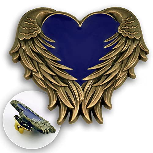 Pinmart Heart With Angel Wings Enamel Lapel Pin – Enamel Heart Lapel Pin With Antique Gold-Plated Angel Wings – Heart Wing Badge With Secure Clutch Back #TOP3
