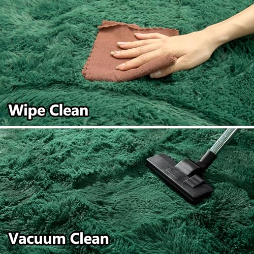 Fluffy Lightweight 2x3 Feet, Blackish Green Under Desk Rug, Upgrade Anti-Skid Rectangular Rug for Boys Room