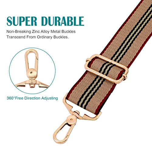 Image of River Lake Nylon with Metal Buckles Bag Strap, Black, Red, 1.5 inch Width, 120cm Length, Compatible with Crossbody Bags, Satchels, Shoulder Bags, Guitar Style, Adjustable Length 26 inch-51 inch