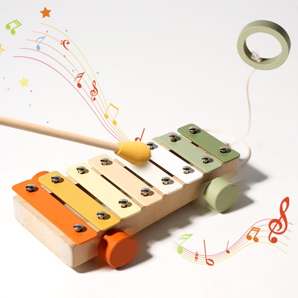 Drewniany zestaw muzycznych instrumentów Montessori 7 elementów, grzechotka Orffa dla niemowląt i zabawki perkusyjne