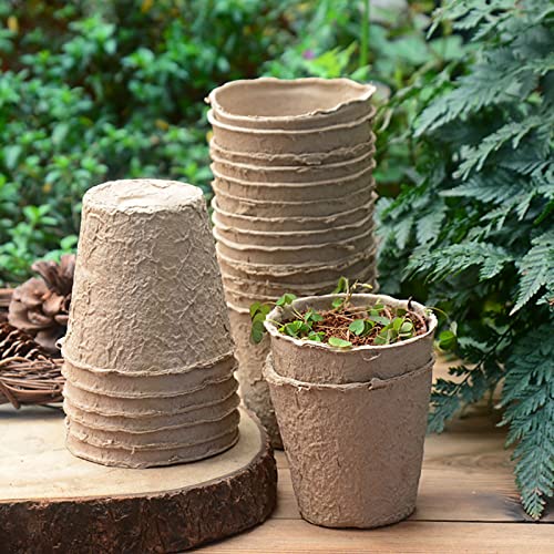 Cedilis 60 Pack 4 inch Peat Pots, Biodegradable Plant Starter Pots with Plant Labels, Germination Station Starter Cups, Disposable Plant Pots for Seedlings, Flowers, Vegetables Seeds