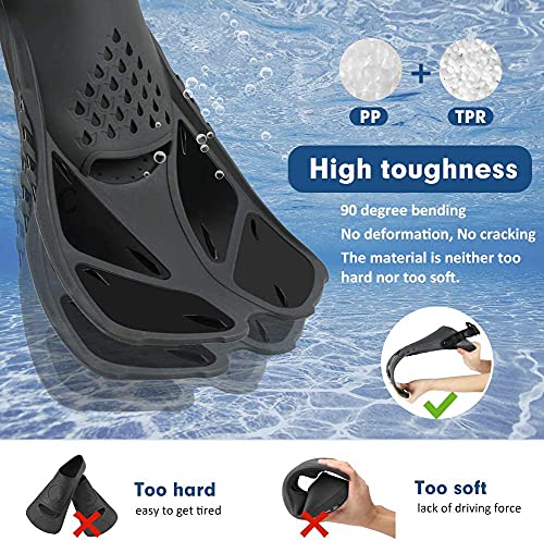 Image of Sugaroom Swim Fins Open Heel, Adjustable Snorkel Fins Diving Fins with Mesh Bag, Snorkeling Gear Flippers Travel Size Short Flippers for Lap Swimming Scuba Dive Adult Men Women Kids