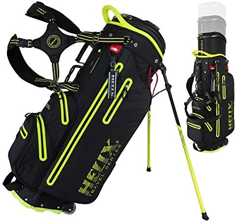 Helix Golf Stand Bag Retractable, 6 Way Dividers with Backstrap Shoulder Carry Golf Bag, Golf Bag Stand with Wheel for Traveling