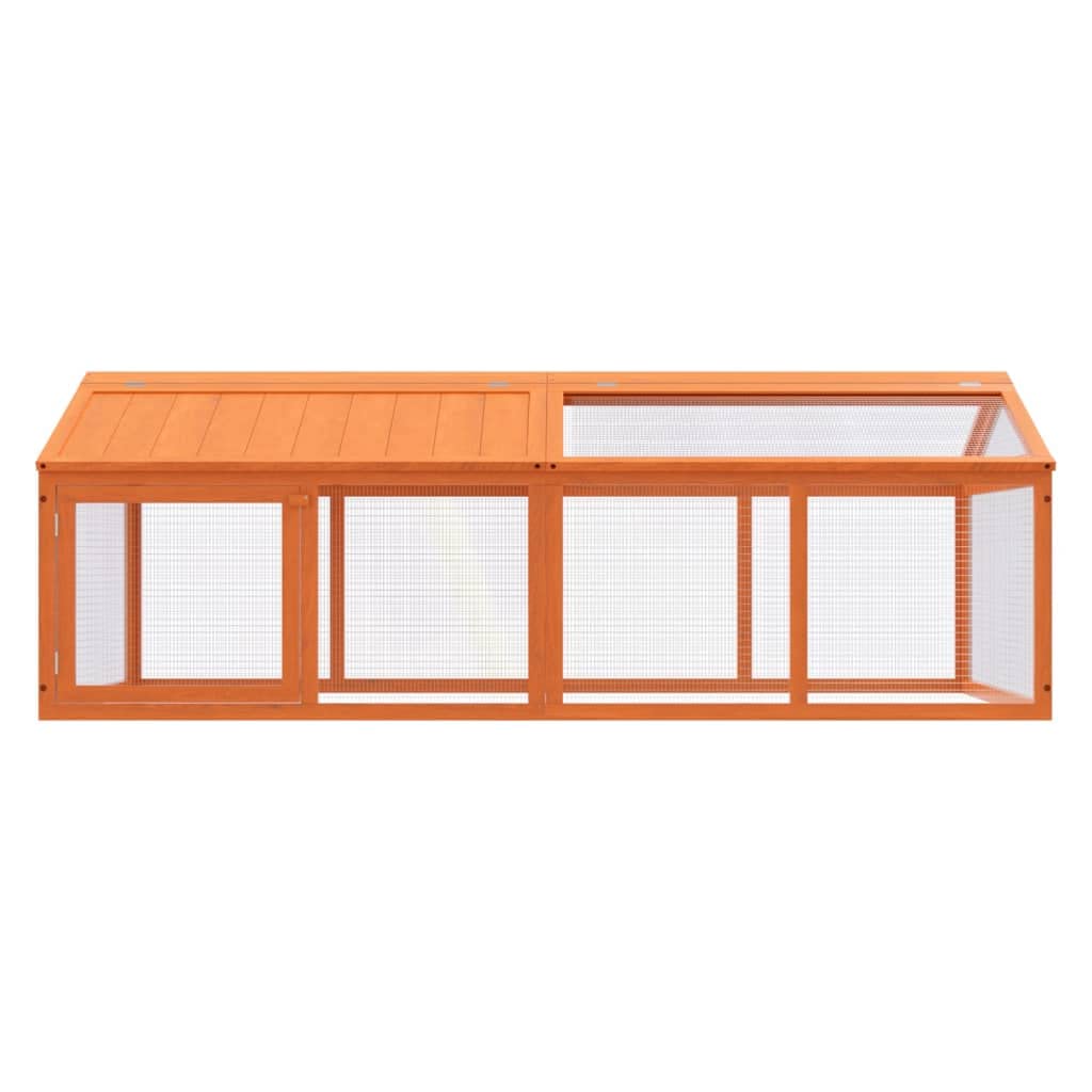 Freilaufgehege Braun Massivholz Kiefer 200x112,5x74 cm mit Dach und Tür Kleintier Gehege für Kaninchen Meerschweinchen Hamster Ratte Maus Chinchilla Frettchen Zwergkaninchen Nager Auslauf