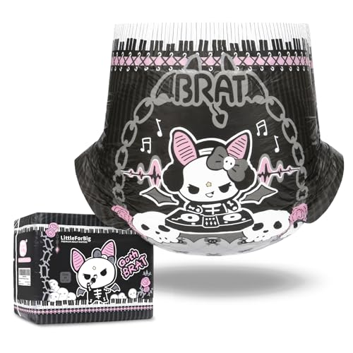 LittleForBig Ultra Absorbent 7000 ml Adult Printed Diaper 10 Pieces - Goth Brat (M)