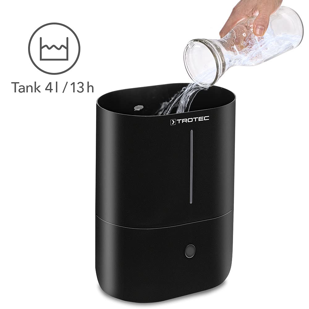 TROTEC Humidificateur B 2 E – Humidificateur ultrasonique avec diffuseur d'arômes – Pour pièces jusqu'à 30 m²/ 75 m³, purificateur d'air avec filtre à charbon actif