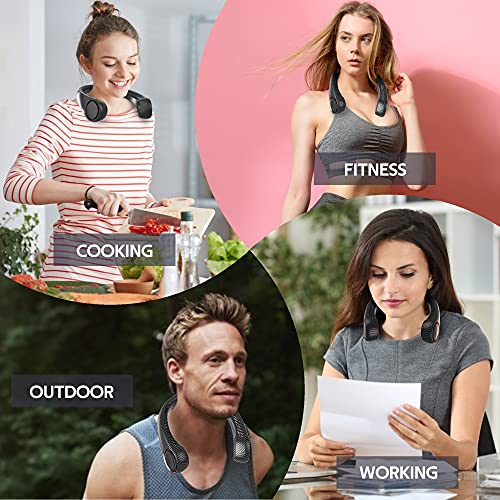 Image of Portable Neck Fan, Hands Free Bladeless 360 Cooling Personal Fan,Wearable Quiet Fan for Outdoor Indoor, Gifts for Men Women, 4000mAh Battery Operated, USB Rechargeable, 3-Speeds(Black Graffiti)