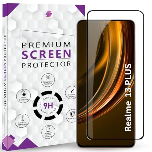 Image of Premium Tempered Glass Screen Protector Guard For Realme 13 Plus 5G (6.67 Inch, Pack of 1) | Edge to Edge Coverage With Easy to installation kit