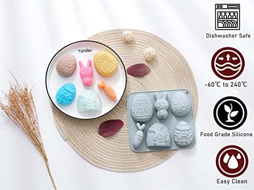 2 Packs Easter Eggs Bunny Silicone Mold Rabbit Making Chocolate Biscuit Fondant Jelly Candy Chocolate Trays Soap Mold Ice Cube Mould for Easter Baking DIY Party Supplies (Egg)