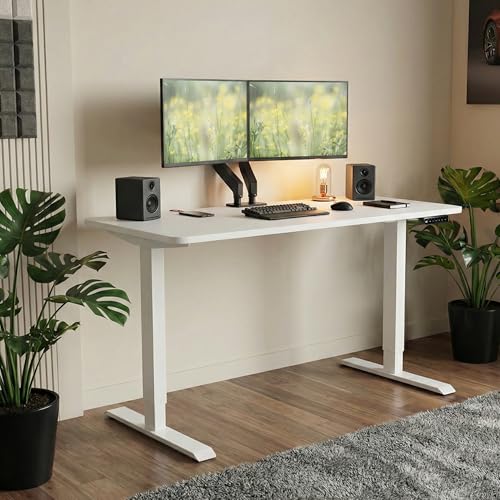 Image of Velocity Electric Height Adjustable Desk for Office Work | 80 Kg Weight Capacity | 5 Year Warranty | Sit-Stand Ergonomic Table | 3 Memory Preset (White, Table top - 100cm)