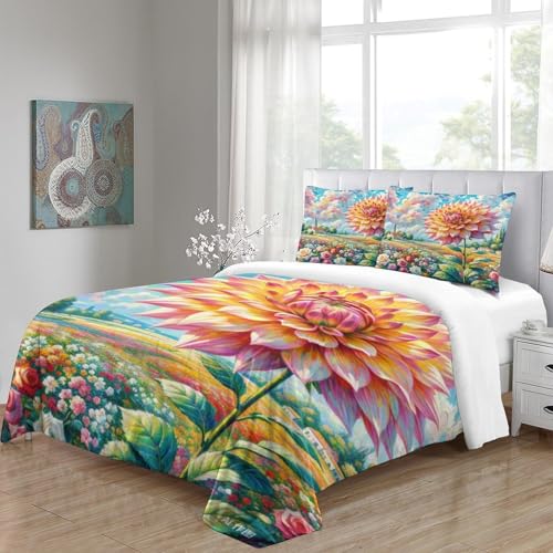 Parure de lit luxe microfresque Dahlie housse couette 260x220cm