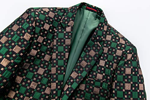 UNINUKOO Mens Blazer Jacket Plaid Slim Fit Casual Party Prom Ligthweight Sport Coat Suit Separates US Size 42 Green4