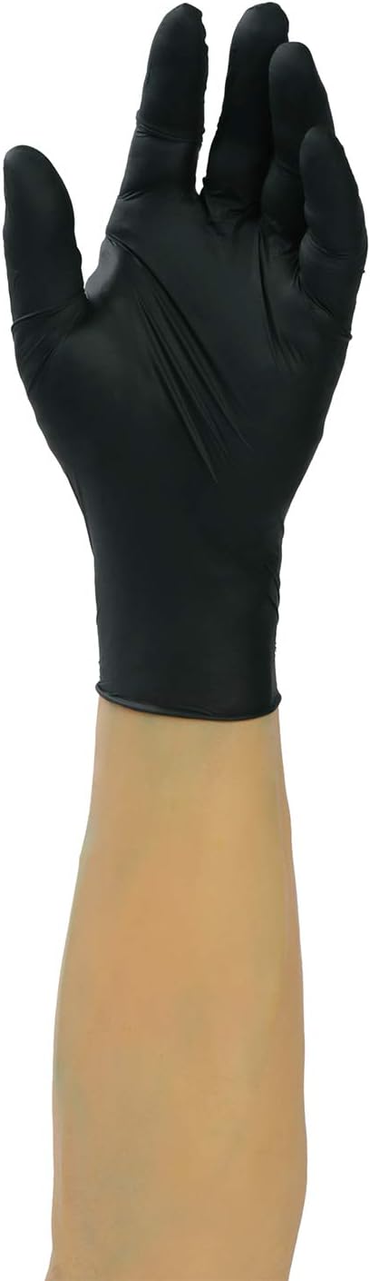 AmerCare Verge Black Powder Free Nitrile Gloves, General Purpose for Cleaning or Foodservice, 2.5 mil, Medium, Case of 1000