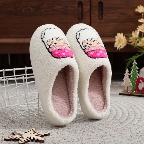 Christmas House Slippers Women Men Holiday Winter Memory Foam Slippers Indoor Cozy Family Cute Shoes3