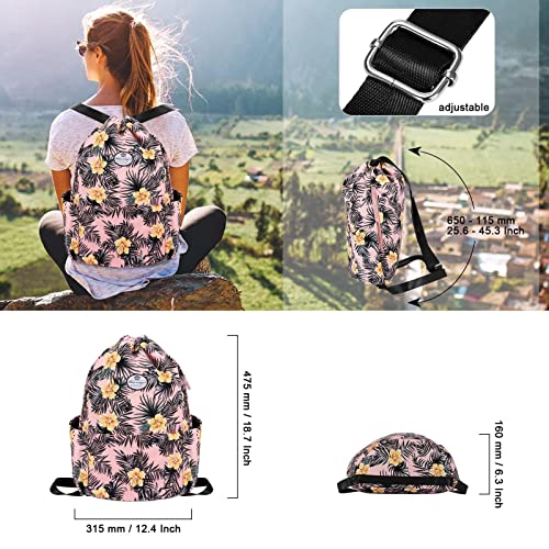 Gym Drawstring Bag, Sports Yoga Cinch Bag Travel Sackpack For Men Women Floral Printing String Sack With Side Pocket #TOP1