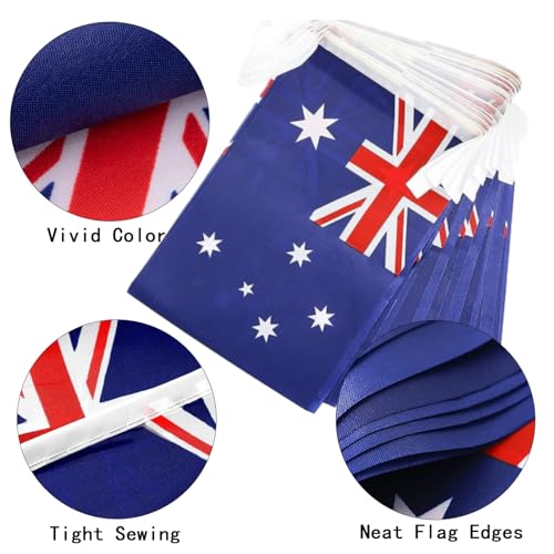 Image of Australia Flags Australian String Flag Banners for Patriotic Events Independence Day Sports Bars Inside Outside Decorations 33 Feet 30 Flags