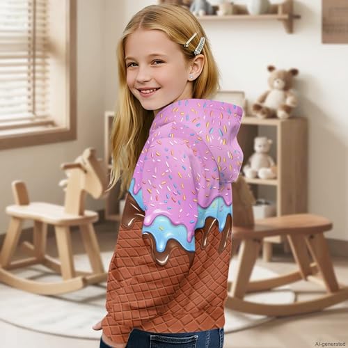 Image of Coloranimal Unisex Girls and Boys Long Sleeve Hoodies Hoody Athletic Pullover Sweatshirts Tops Age 6-16year