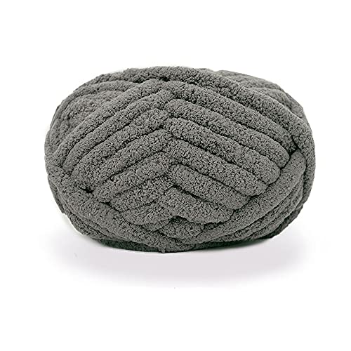 Chunky Knit Chenille Yarn for Hand Knitting Blankets, Super Soft Big Jumbo Blanket Yarn (Dark Grey) Chunky Knit Chenille Yarn for Hand Knitting Blankets, Super Soft Big Jumbo Blanket Yarn (Dark Grey)