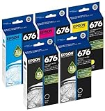 Genuine Epson 676XL DURABrite Ultra Color (Black,Cyan,Magenta,Yellow) Ink Cartridge 5-Pack (Includes 2 T676XL120 and 1 each of T676XL220,T676XL320,T676XL420)