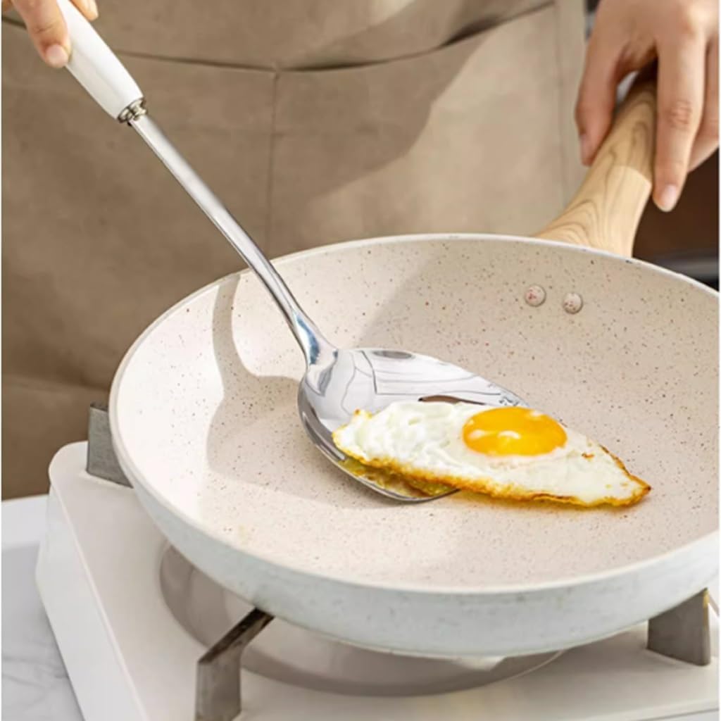 Cooking Tool Set Cookware Kitchen Utensils Non-Stick Soup Ladle Spatula Steel Handle with Holder
