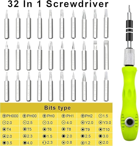 32 in 1 Interchangeble Multipurpose Mini Screwdriver Set Magnetic Slot Wrench Bits Repair Tools Kit Set Combination Screwdriver Set for Home Appliance,Laptop,Mobile,Computer 1