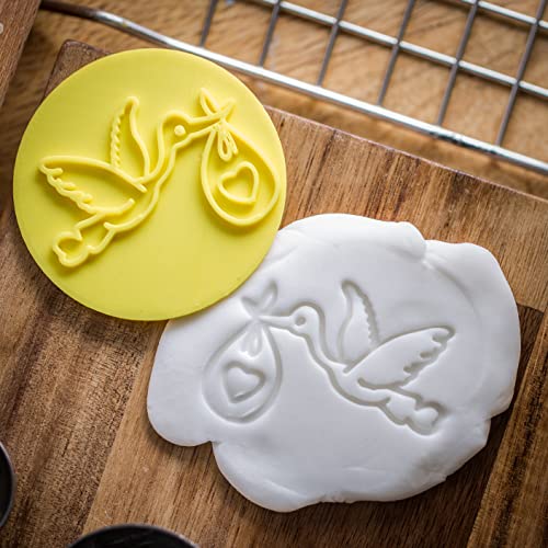 The Cookie Cutter Hub Cute Baby Stork Embosser/Stamp for Cupcakes Fondant Icing Clay Cake Baking Decoration - Image 2