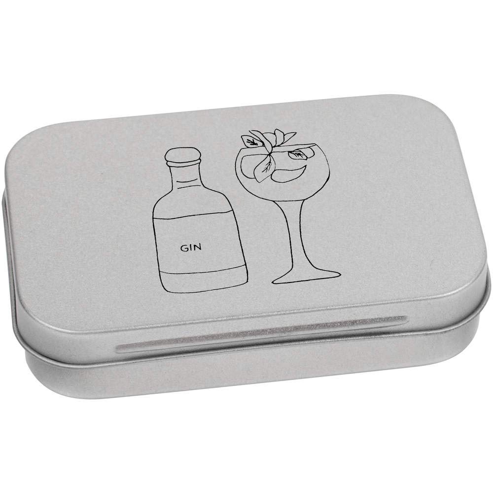 Azeeda 95mm 'Gin With Glass' Metal Hinged Tin/Storage Box (TT00099184)