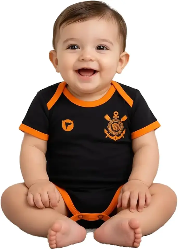 Body Infantil Mesversário Times de Futebol, para Bebês, com Botões de Pressão, Presente para Chá de Bebê
