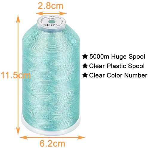 Image of New brothread - Single Huge Spool 5000M Each Polyester Embroidery Machine Thread 40WT for Commercial and Domestic Machines - Sky Blue