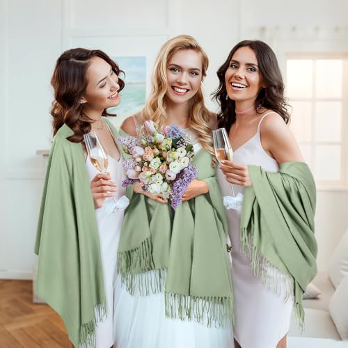 Haysandy Bulk Pashmina Shawls for Wedding Women Scarf Bridesmaid Shawls and Wraps Party Gift for Guest4