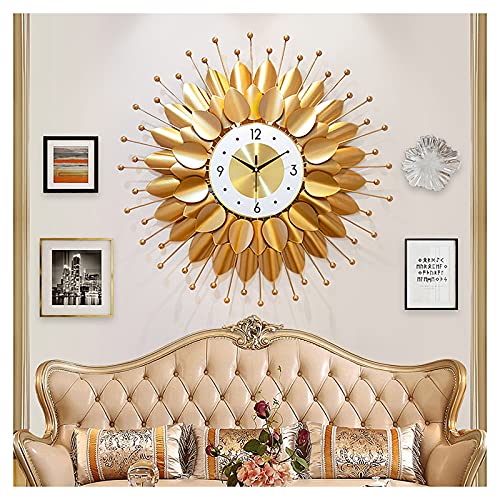 Horloge murale design moderne et silencieuse dorée de 69 cm pour un salon contemporain chic