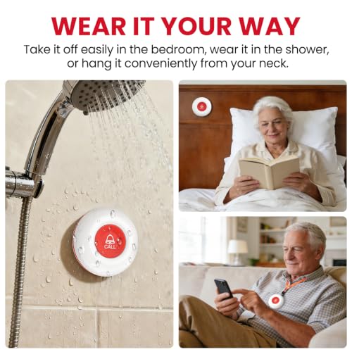 Image of CallToU Wireless Caregiver Pager, 2 Call Buttons for Elderly at Home